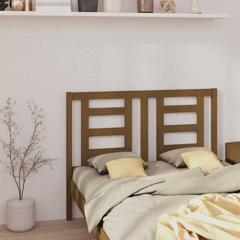 vidaXL Cabecero de cama madera maciza de pino marrón miel 126x4x100 cm (1/5)