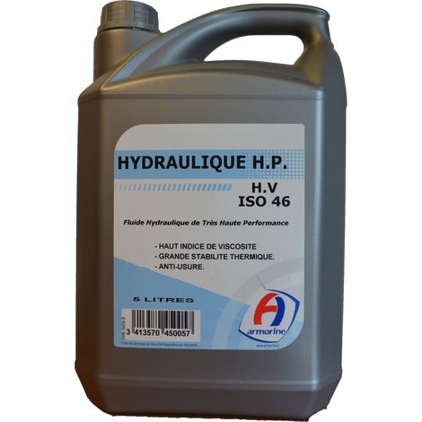 Huile hydraulique 5 litres HP ISO 46 – Excellente filtrabilité – Protection contre l’usure – Stabilité à l’oxydation – Armorine