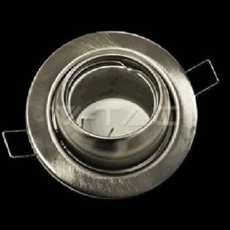 V-TAC Runder LED-Einbaustrahlerhalter, GU10 und GU5.3 (MR16), Satin-Nickel, verstellbar