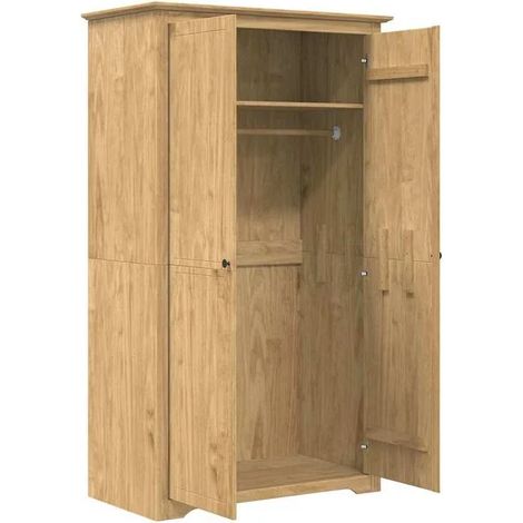 Armoire Penderie 3 Portes avec Miroir, Placard de Rangement en Bois Ingénieré, Couleur Miel, 53.5 x 99 x 173 cm, pour Chambre et Entrée (1/5)