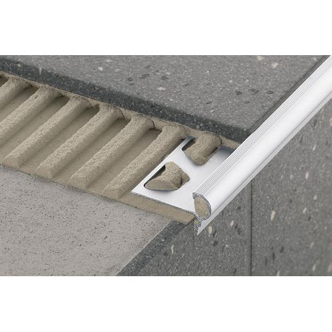 Schluter – Profilé pour escaliers en aluminium anodisé mat – Hauteur 11 mm – Longueur 2,5 m – Surface lisse et striée – Antidérapant pour sécurité