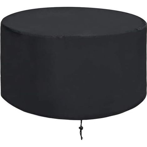Nappe ronde - Imperméable - Grande nappe ronde pour table de jardin - Coupe-vent - Anti-UV - Durable - Oxford 420D - Nappe ronde - Noire - 148 x 60 cm (1/2)