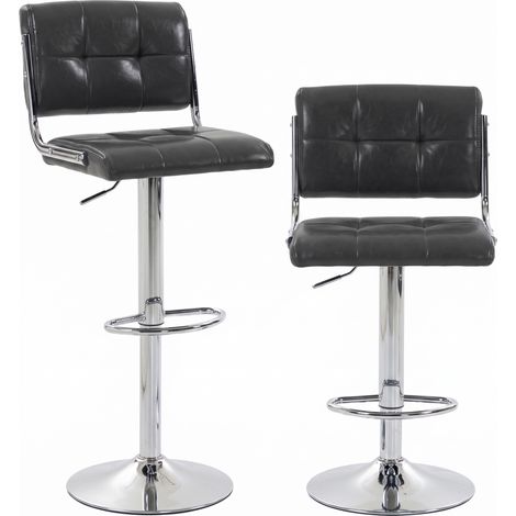 HOMCOM Adjustable Bar Stools Set of 2 with Backrest Grey (1/5)