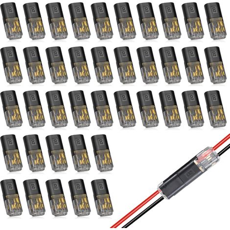 40 Pièces Connecteur Electrique Etanche Rapide à 2 Broches, 12 V Connecteurs à Fil Basse Tension, Connecteurs de Voiture, Raccord Electrique Etanche 2 Fils, pour Câbles 18-22 AWG à Sertir (1/5)