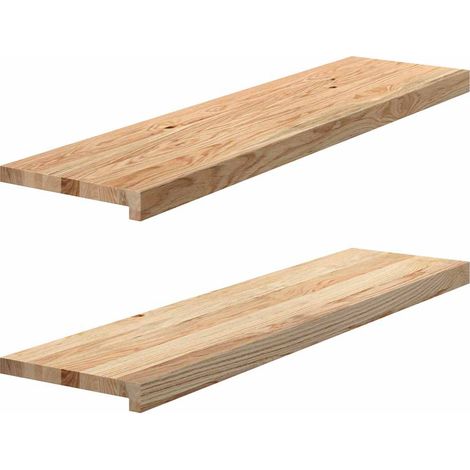 Marches d'escalier 2 pcs non traité bois de chêne massif (1/5)