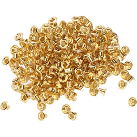 500 Pcs Rivets Laiton Creux pour Travaux DIY, Rivets Décoratifs à Trou Transversal, Œillets en Cuivre 4.8x2.3x3.5mm (1/5)