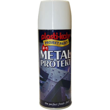 Plasti-Kote Metal Protekt Spray Gloss White 400ml - Protective Metal Coating and Rust Prevention (1/2)