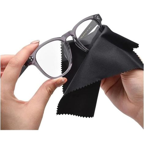 Chiffon en microfibre pour lunettes, noir, 18 x 15
