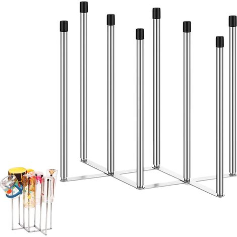 Séchoir à biberons pliable, égouttoir pour bouteilles, porte-bouteilles de cuisine en acier inoxydable 304 avec 8 barres et base pliable, égouttoir pour biberons de bébé, sacs en plastique, bouteilles (1/5)