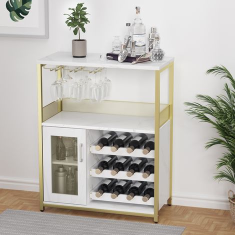 Casier à Vin - PROMIRACAL - Étagère à Vin - 12 Bouteilles - Porte-Verres 6 - Design Scandinave,doré (1/5)