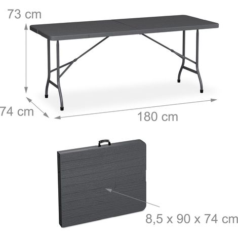 Set tavolo da giardino pieghevole con 2 panche 73 x 180 x 74 cm facile da pulire in stile rustico in acciaio nero 130015757