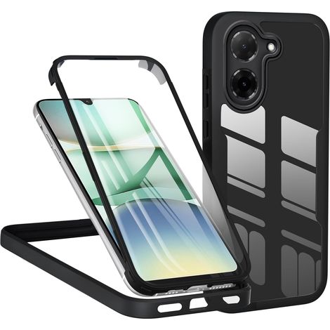 Coque pour Xiaomi Redmi A5 4G, Antichoc Housse avec Protecteur D'écran Intégré, Étui de Téléphone 360 Protection Complet Double Face Transparent Bumper Intégrale Case - Noir (1/5)