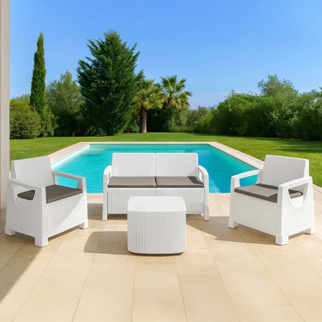 Triulzi Gartenmöbel-Set, Outdoor-Lounge 4-Sitzer, Weiß (1/3)