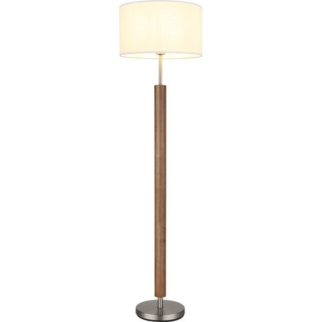 Stehleuchte Stehlampe Wohnzimmerlampe Fußschalter Silber Metall Holz H 150 cm (1/5)