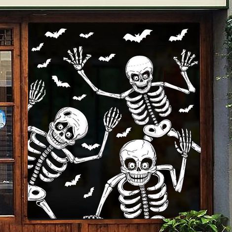 Halloween-Fensteraufkleber, Totenkopf-Fensteraufkleber, Halloween-Glaswandaufkleber