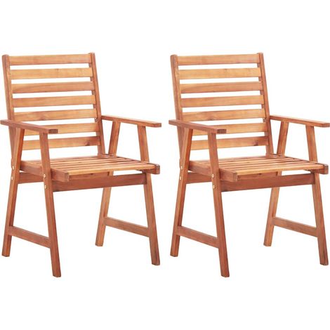 vidaXL Sillas de comedor de exterior 2 uds madera maciza de acacia (1/5)