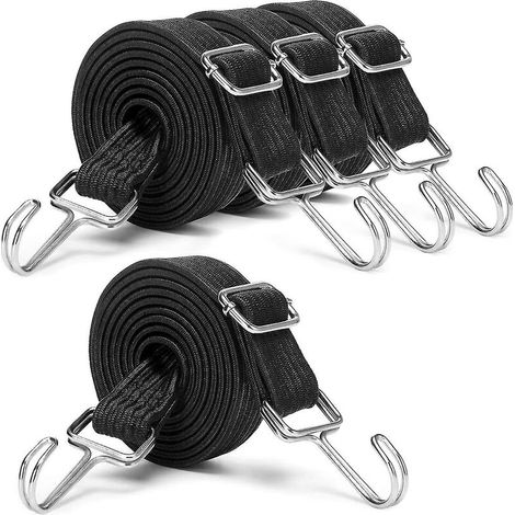 4pcs Adjustable Bungee Cords With Hooks Setlarge Heavy Duty Rubber Elastic Straps
