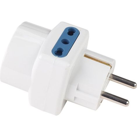 Adattatore Tripla Spina Schuko 16A con 2 Prese Bipasso 10A/16A 2P+T e 1 Presa Universale 10/16A Schuko