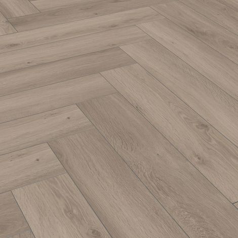Parquet stratifié clipsable chevron herringbone – Chêne silver – 665 x 133 x 8 mm – Résistant à l'abrasion et antidérapant – Kronotex