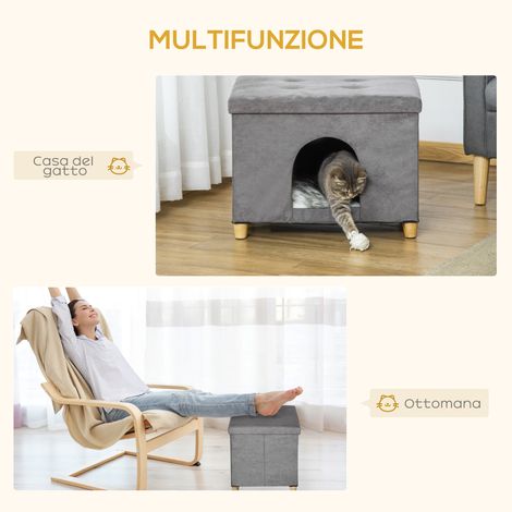 Pouf repose-pieds pour chat avec coussin amovible et lavable. gris (1/5)