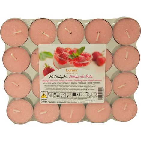 TrAdE Shop Traesio - Set 20pz Candela Tealight Profumate Lumini Fragranza Fragola E Panna Durata 4,5 Ore 042264 -