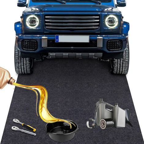 Tapis de Garage 100x300 CM Protection Moto Atelier Collection d’Huile Noir (1/5)