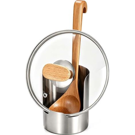 Support de rangement multifonction en acier inoxydable pour ustensiles de cuisine et couvercles, 1 pièce (1/5)