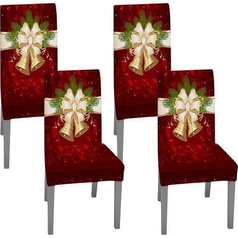 Noël Housses Couverture Décoration Cadeau Santa Chaise Table Cuisine Salle à Manger Hôtel Fêtes Nouvel an 4 PCS (1/4)