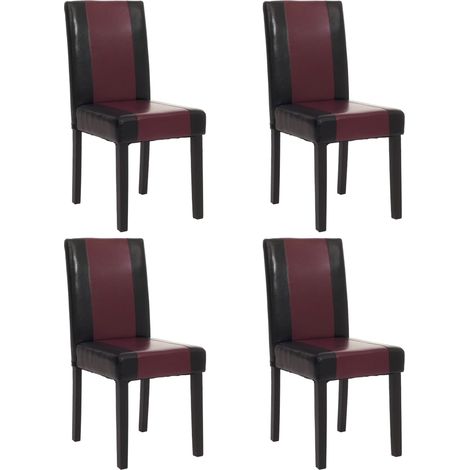 [JAMAIS UTILISÉ] Lot de 4 chaises de séjour Littau, simili-cuir, noir-rouge, pieds foncés (1/5)