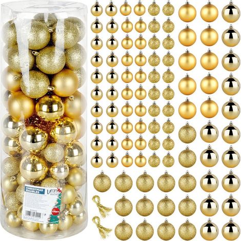 Adornos navideños dorados irrompibles de 4/6 cm, 100 unidades.