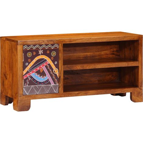 Meuble TV Banc TV Meuble de rangement - multicolore 90x30x45 bois massif d'acacia fr2529 - Maison La Vie (1/5)