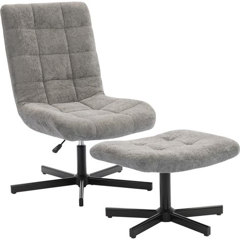 Fauteuil lounge inclinable avec repose-pieds LUSSAC gris (1/4)