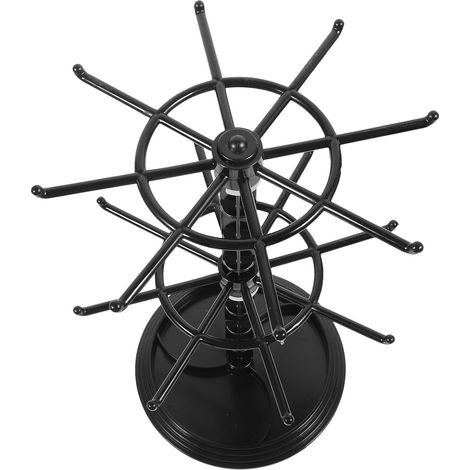 Soporte giratorio multinivel para exhibir collares, organizador de collares de plástico negro para oficina y dormitorio, fácil acceso, almacenamiento de accesorios. (1/5)
