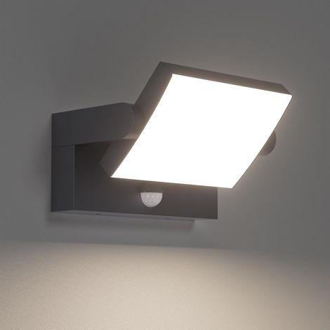 18W Applique Exterieur/Intérieur LED avec Détecteur de Mouvement, Lampe Murale avec LED Panneau Rotatif, IP65 Éclairage Exterieur Moderne pour Entrée Jardin, Anthracite, Blanc Naturel 4000K (1/5)