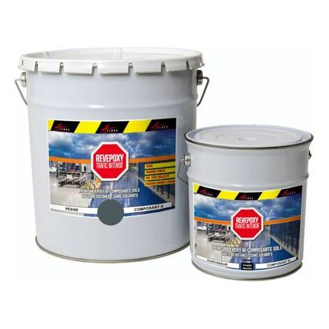Zwei-Komponenten-Industrie-Epoxid-Beschichtung - REVEPOXY TRAFIC INTENSIF - Basaltgrau RAL 7012 - kit 25kg bis zu 50m² für 2 Schichten