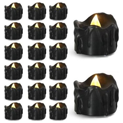 12 Stück Kreative Schwarze Tropfenförmige Elektronische Kerzen für Halloween und Weihnachten LED-Teewachskerzen (1/5)