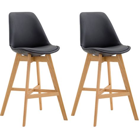 2er Set Barhocker Cannes Kunstleder schwarz natura (1/5)