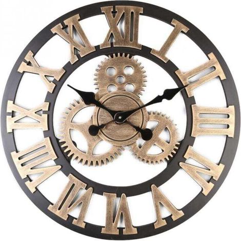 3D Industrial Wall Clock Silent Retro Gear Modern Living Room Decor 30cm (1/4)