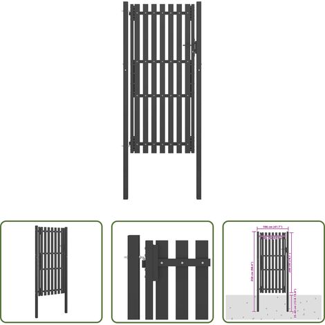 Portail de clôture - Portail de jardin en acier 100x200 cm anthracite (1/5)