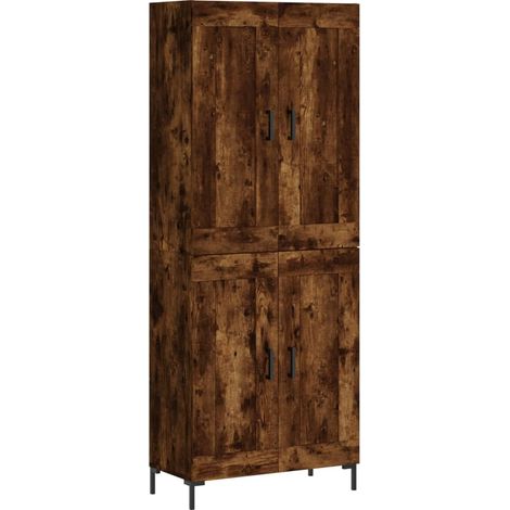 Buffet haut Meuble de rangement Chêne fumé 69,5x34x180 cm Bois d'ingénierie (1/5)