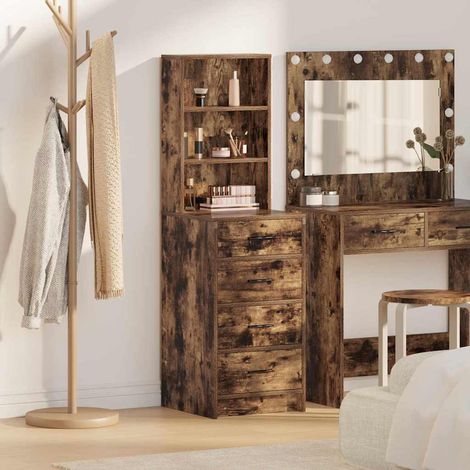 Haut Armoire-Meuble de rangement Chêne fumé 40 x 41 x 135 cm Bois d'ingénierie 316653 (1/5)