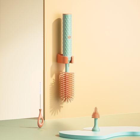 Brosse électrique de nettoyage de biberons avec trois têtes de brosse, brosse de nettoyage de tasse (verte) (1/5)
