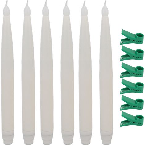 Ortviai Bougies LED sans flamme pour décoration de Noël – 6 pièces avec pince, lumière chaude, piles AAA non incluses (1/5)