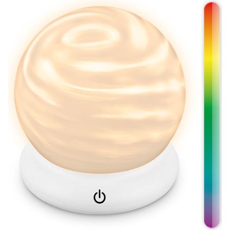 Briloner LED Tischlampe Kabellos Ø15x16,5cm Rund 0,45W 40lm 2700K Warmweiß RGB Dimmbar Weiß - Tischleuchte Wohnzimmer Schlafzimmer Kinderzimmer