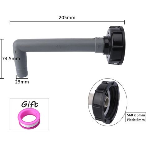 Adaptateur de vanne pour réservoir IBC (3/4 pouce - 23 mm (court)) : raccords de vanne S606 à filetage grossier vers connecteurs de réservoir d'eau 1/2, 3/4 et 1 pouce, accessoires pour robinetterie e (1/5)