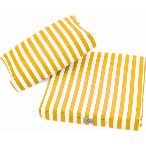 Coussins pour salon de jardin déhoussable 50x50cm Rayure jaunes (1/5)
