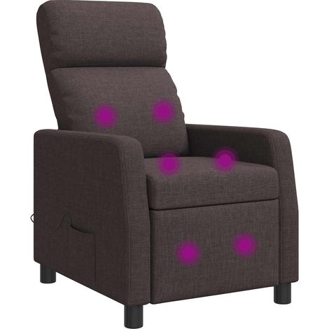 Massage Recliner Dark Brown Fabric vidaXL (1/5)
