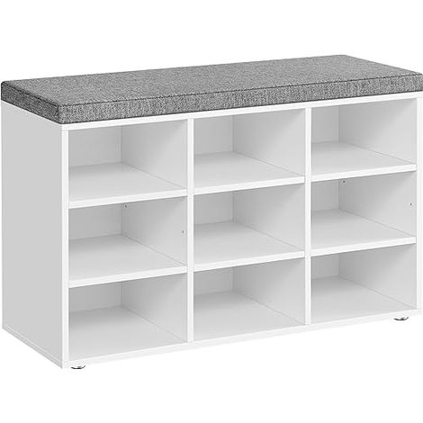 Vasagle – Banc à chaussures 9 compartiments – Étagères réglables – Dimensions 30,3 x 78,5 x 48 cm – Capacité 136 kg – Housse amovible et lavable (1/5)