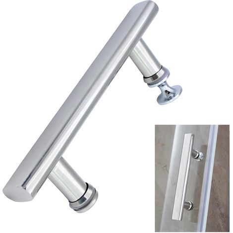 Maniglia per porta doccia, interasse 145 mm, acciaio inox, pezzo di ricambio per porta doccia in vetro, pomolo argentato.
