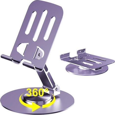 Supporto girevole flessibile a 360° per tablet e smartphone, regolabile su più angolazioni, compatibile con tutti i telefoni cellulari (Viola) (1/5)